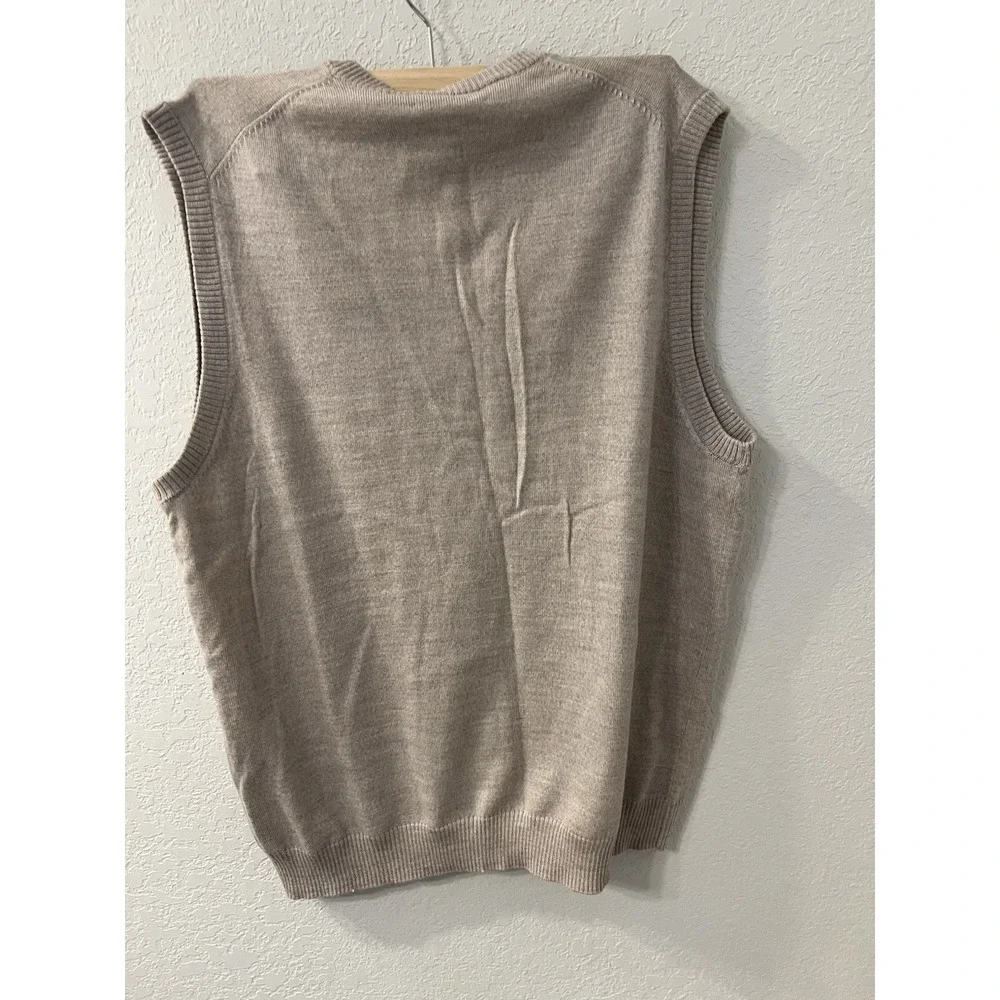 Pronto-Uomo L V-Neck Sweater Vest 100% Merino Wool Brown Grandpa Core Unisex